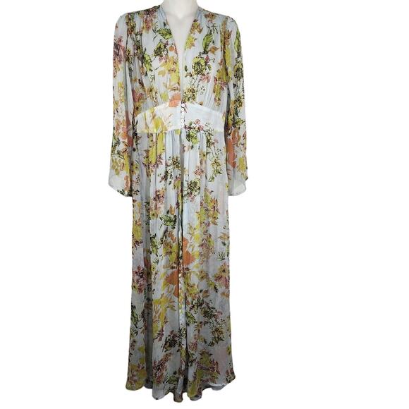 Plush Boutique Cover up Dress Small Floral Front Button Closure Open Front Sheer - Picture 1 of 10